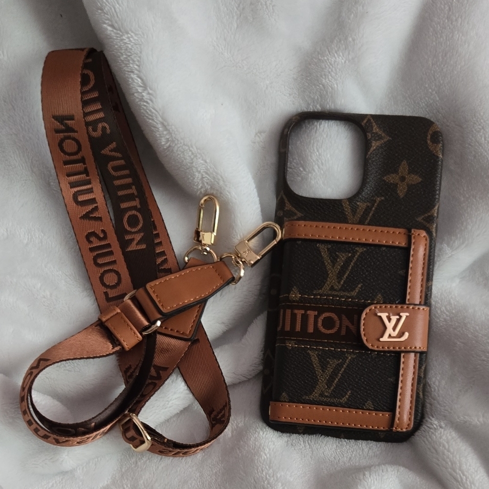 Luxury Brown Phone Case with Strap
